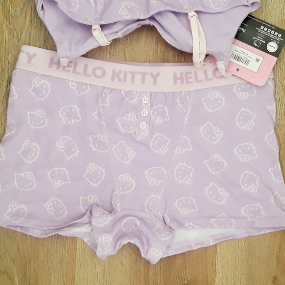 Hello Kitty Cotton Bra and Boxer Set - Size Small Lavendar Loungewear Bra/Boxers - Picture 8 of 12